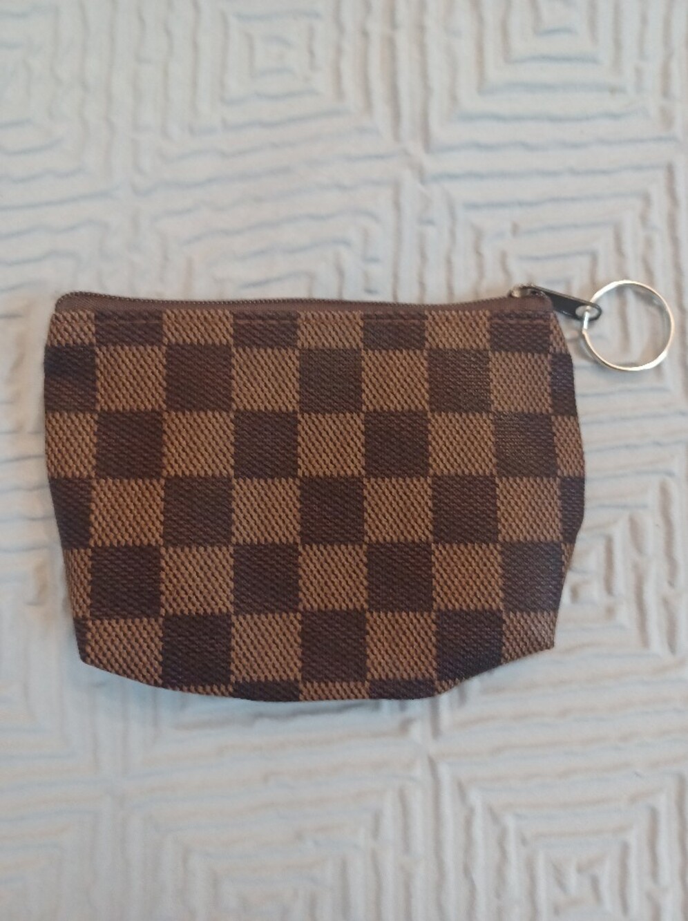 Brown Checkerboard Key Pouch Wallet - Men